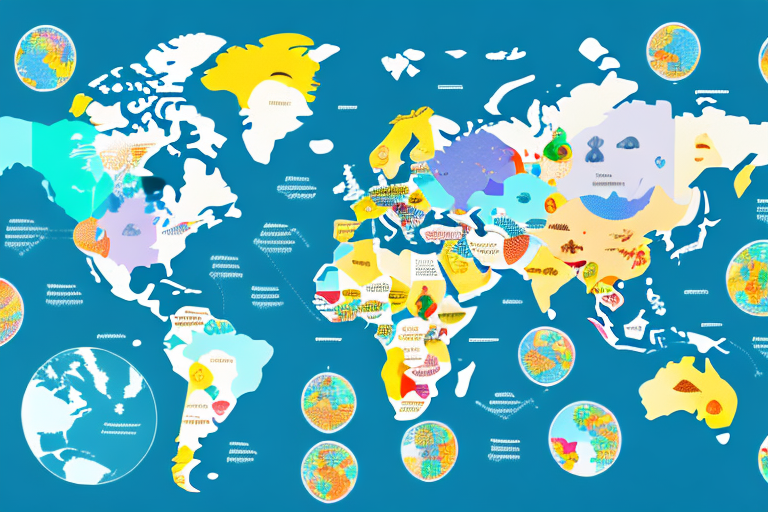 A Colorful And Dynamic World Map, With A Focus On The Countries Where The Social Media Agencies Are Located, Hand-Drawn Abstract Illustration For A Company Blog, In Style Of Corporate Memphis, Faded Colors, White Background, Professional, Minimalist, Clean Lines