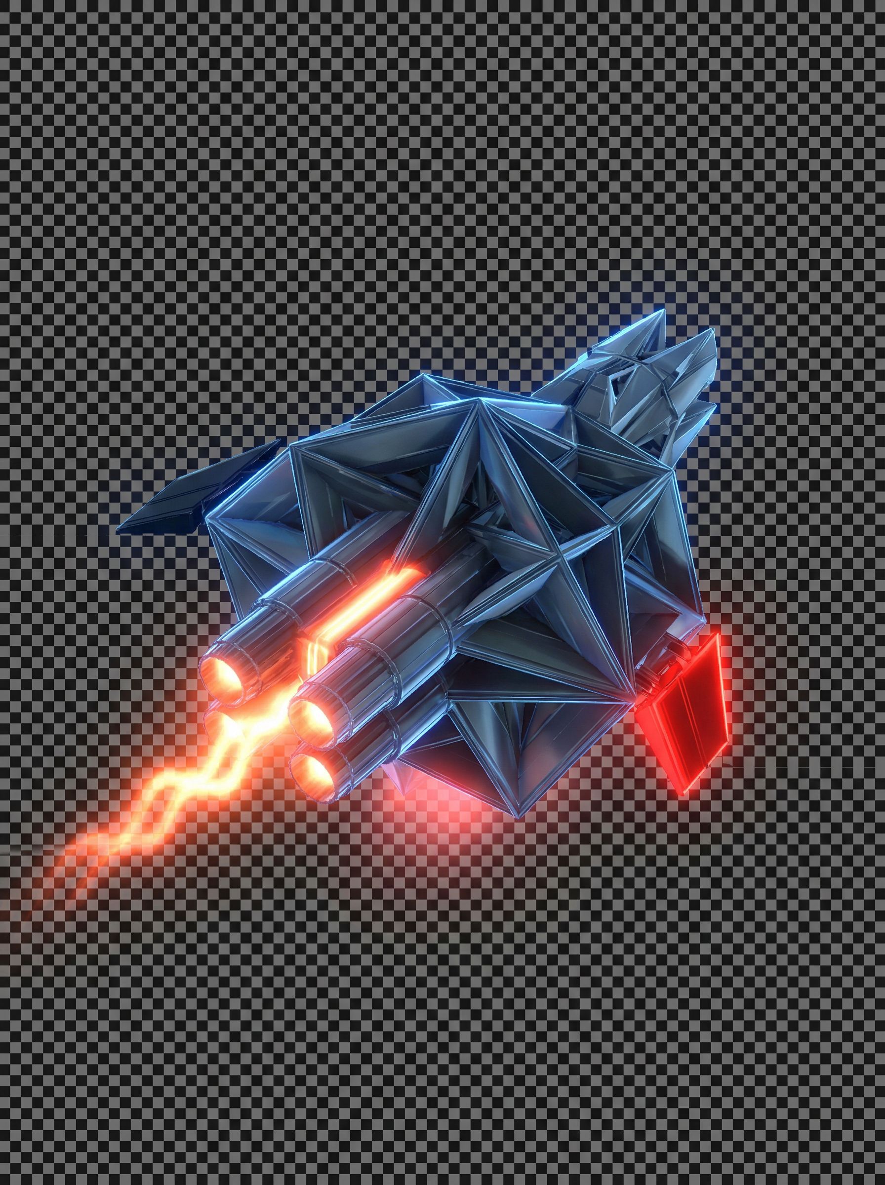 Rendered ship from React and WebGL shader code