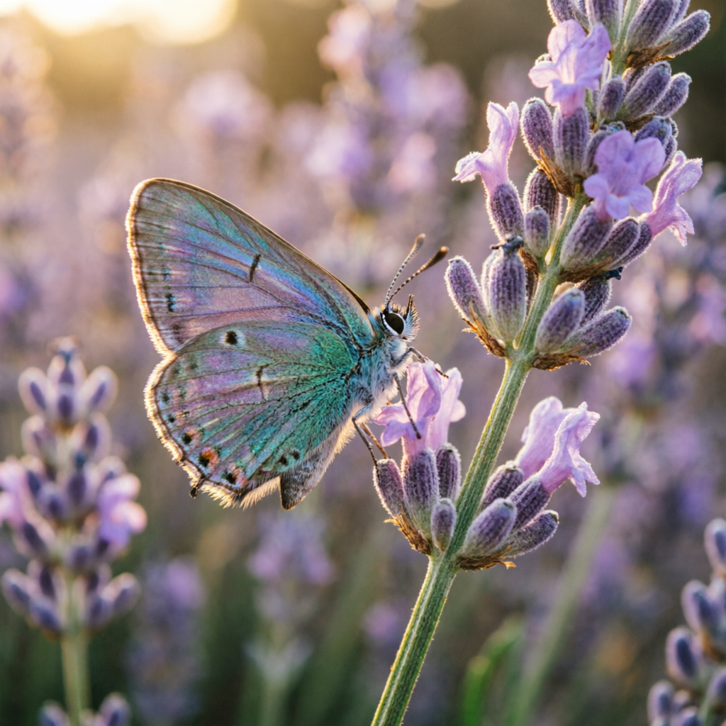 Photorealistic butterfly on lavender