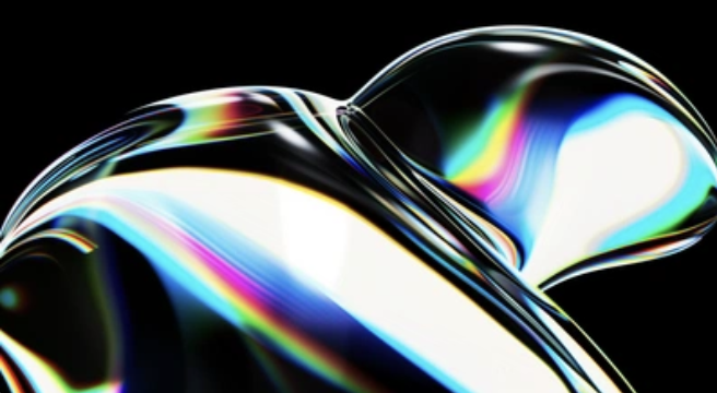 Abstract iridescent morphic glass form