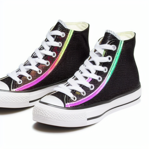 black high top sneakers with small colorful butterflies along the back