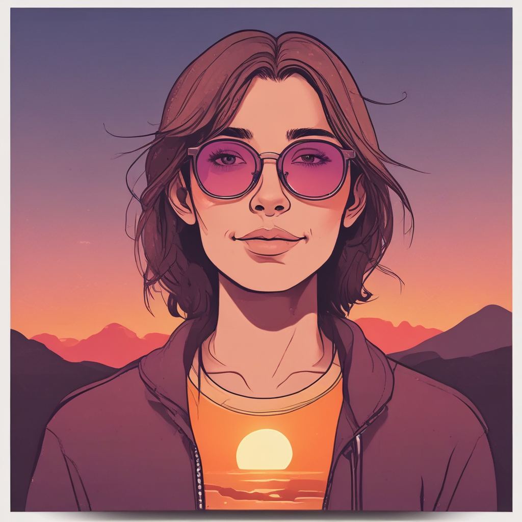 Profile picture of a person with a sunset background